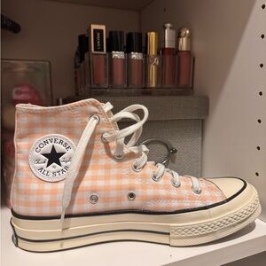 Converse Peach Gingham High-Top Sneakers